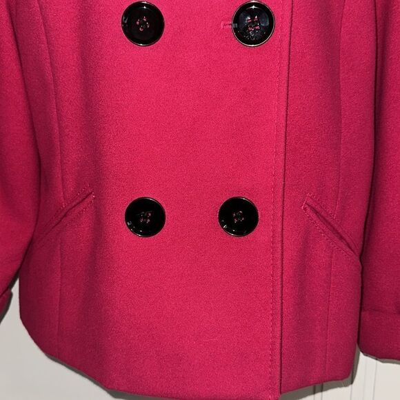 Worthington pink retro look polyester blend short car coat with 3/4 sleeves - Picture 4 of 11